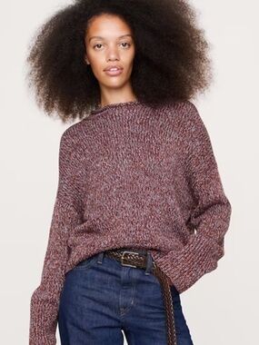 Banana Republic Cotton Roll-Neck Sweater, Organic Cotton, Medium Red Heather